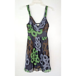 Adam Lippes Adam Plus Eve Silk Dress 0 Black V Neck Pleated V Neck Celtic Knot